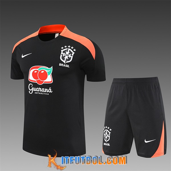 Camiseta Entrenamiento Brasil Ninos Negro/Naranja 2025/2026