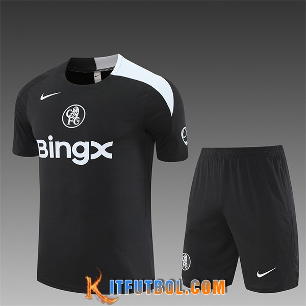 Camiseta Entrenamiento FC Chelsea Ninos Negro/Blanco 2025/2026 -02