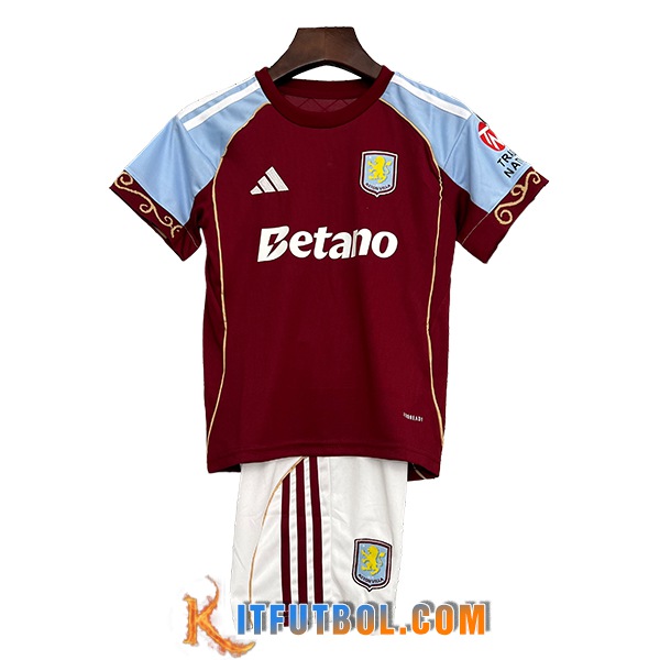 Nueva Camisetas De Futbol Aston Villa Ninos Primera 2025/2026