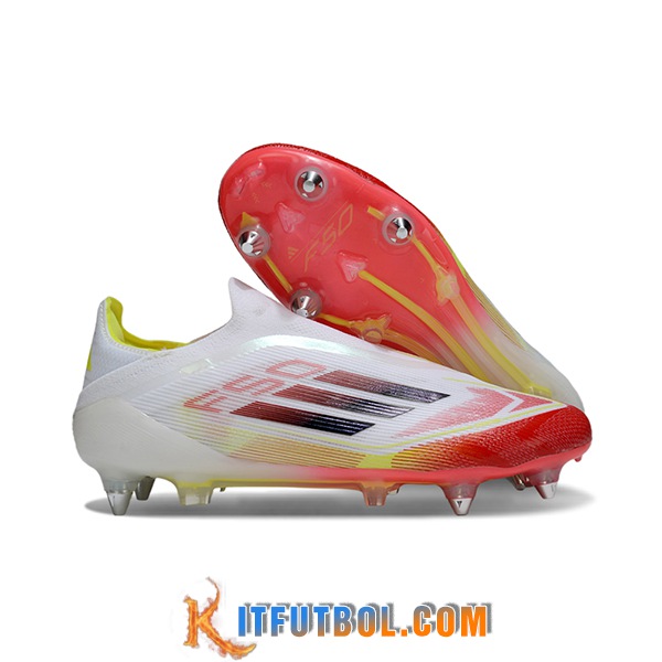 Adidas Botas De Fútbol F50 Elite Laceless SG Blanco/Naranja/Negro -02