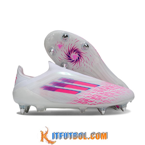 Adidas Botas De Fútbol F50 Elite Laceless SG Blanco/Rosa -02