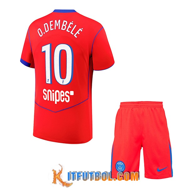 Camisetas De Futbol PSG (O.DEMBÉLÉ #10) Ninos 2025/2026 Tercera