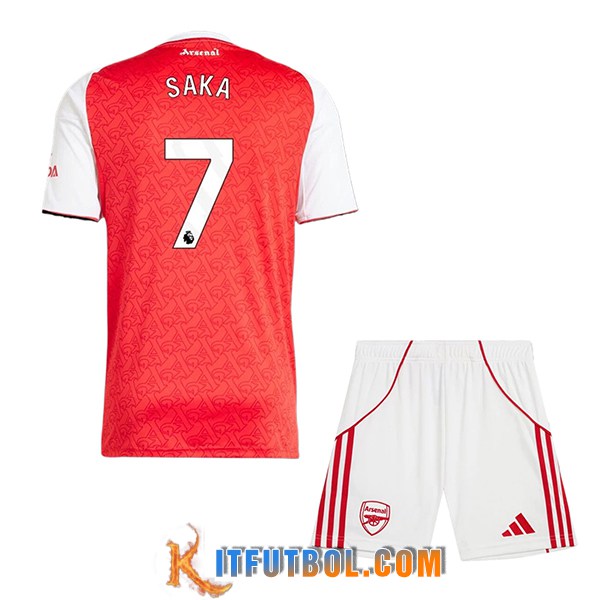 Camisetas De Futbol Arsenal (SAKA #7) Ninos 2025/2026 Primera