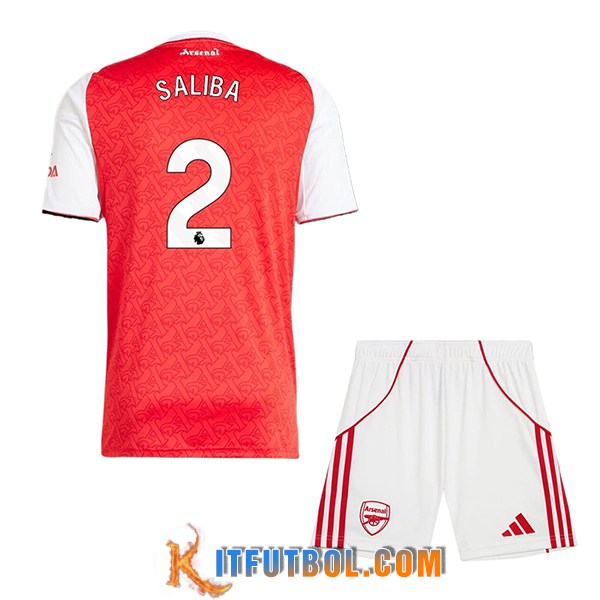 Camisetas De Futbol Arsenal (SALIBA #2) Ninos 2025/2026 Primera