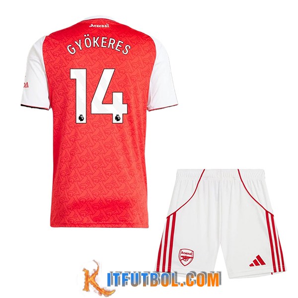 Camisetas De Futbol Arsenal (GYÖKERES #14) Ninos 2025/2026 Primera