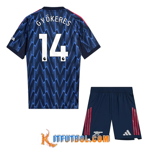 Camisetas De Futbol Arsenal (GYÖKERES #14) Ninos 2025/2026 Segunda