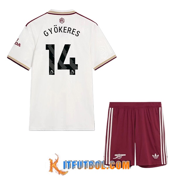 Camisetas De Futbol Arsenal (GYÖKERES #14) Ninos 2025/2026 Tercera
