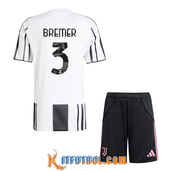 Camisetas De Futbol Juventus (BREMER #3) Ninos 2025/2026 Primera