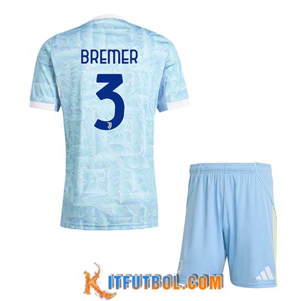 Camisetas De Futbol Juventus (BREMER #3) Ninos 2025/2026 Segunda