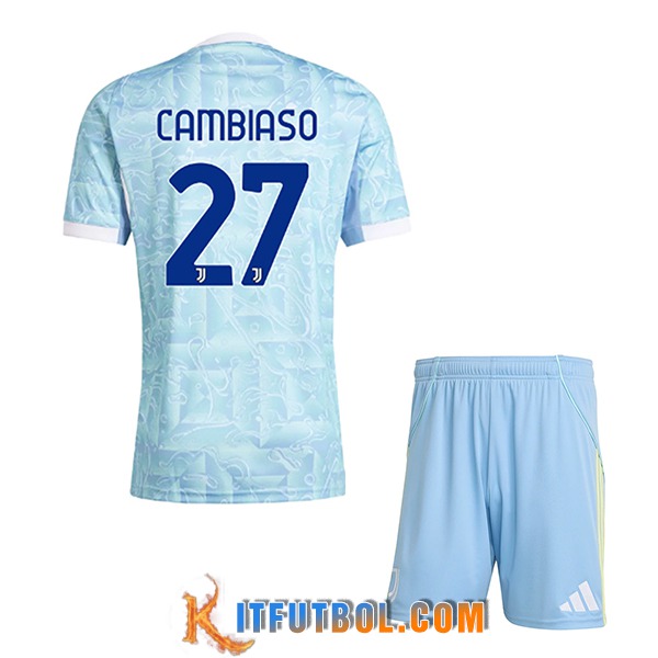 Camisetas De Futbol Juventus (CAMBIASO #27) Ninos 2025/2026 Segunda