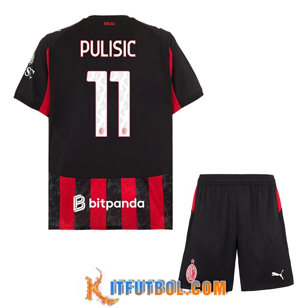 Camisetas De Futbol AC Milan (PULISIC #11) Ninos 2025/2026 Primera