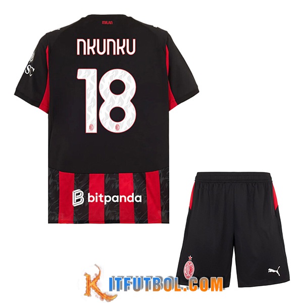 Camisetas De Futbol AC Milan (NKUNKU #18) Ninos 2025/2026 Primera