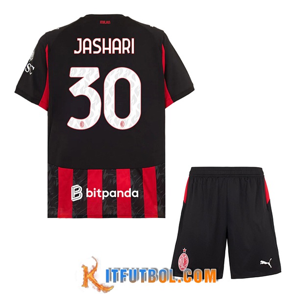 Camisetas De Futbol AC Milan (JASHARI #30) Ninos 2025/2026 Primera