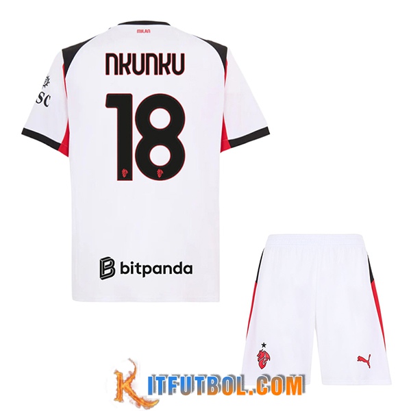 Camisetas De Futbol AC Milan (NKUNKU #18) Ninos 2025/2026 Segunda
