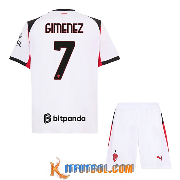 Camisetas De Futbol AC Milan (GIMENEZ #7) Ninos 2025/2026 Segunda