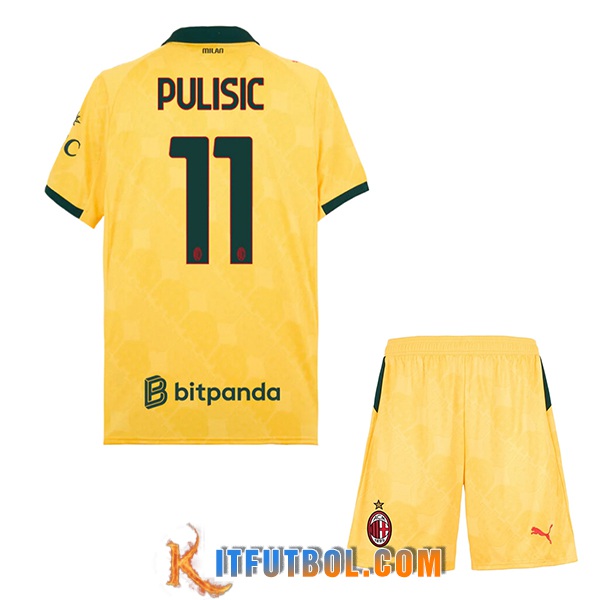 Camisetas De Futbol AC Milan (PULISIC #11) Ninos 2025/2026 Tercera
