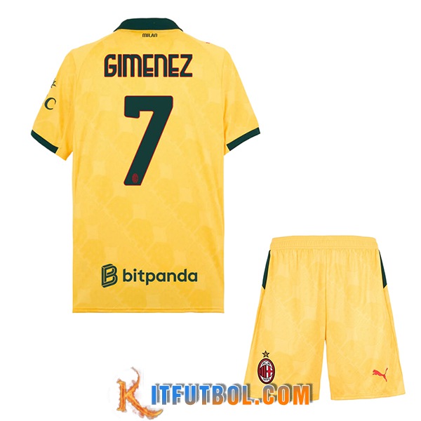 Camisetas De Futbol AC Milan (GIMENEZ #7) Ninos 2025/2026 Tercera