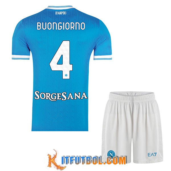 Camisetas De Futbol SSC Napoli (BUONGIORNO #4) Ninos 2025/2026 Primera