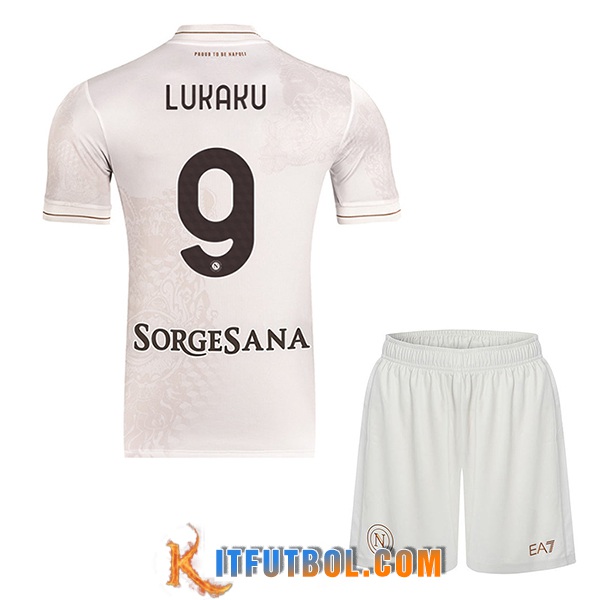 Camisetas De Futbol SSC Napoli (LUKAKU #9) Ninos 2025/2026 Segunda