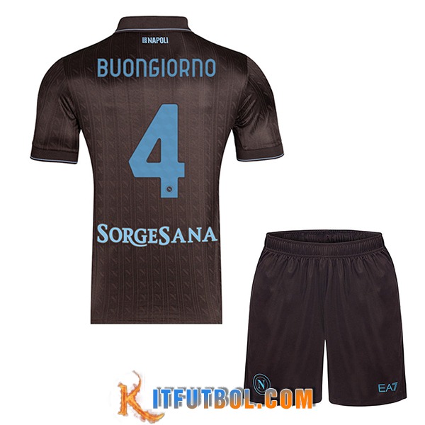 Camisetas De Futbol SSC Napoli (BUONGIORNO #4) Ninos 2025/2026 Tercera