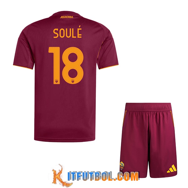 Camisetas De Futbol AS Roma (SOULÉ #18) Ninos 2025/2026 Primera