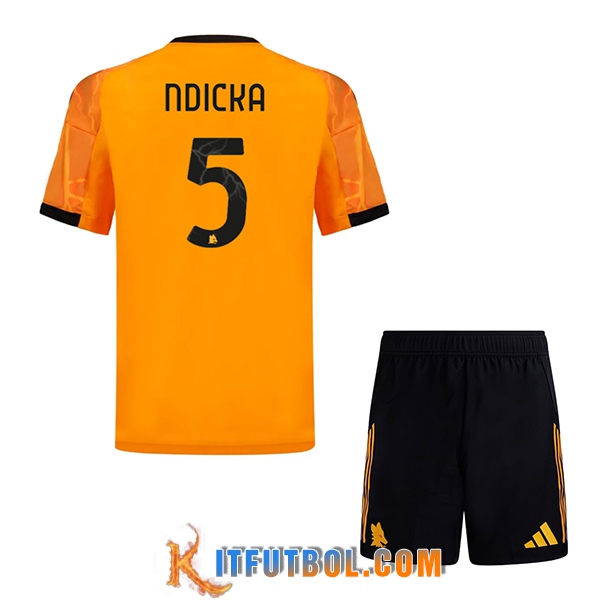 Camisetas De Futbol AS Roma (NDICKA #5) Ninos 2025/2026 Segunda