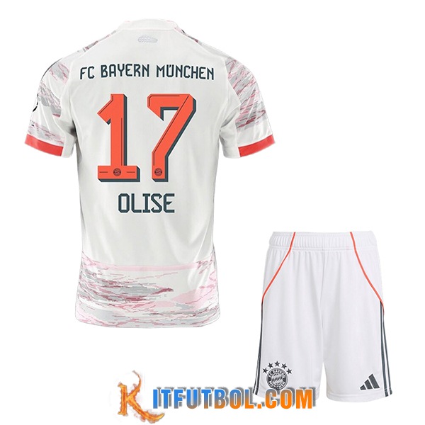 Camisetas De Futbol Bayern Munich (OLISE #17) Ninos 2025/2026 Segunda