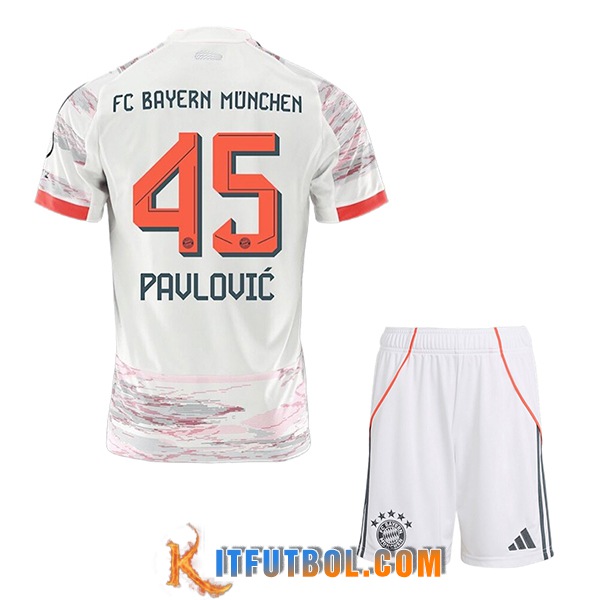 Camisetas De Futbol Bayern Munich (PAVLOVIC #45) Ninos 2025/2026 Segunda