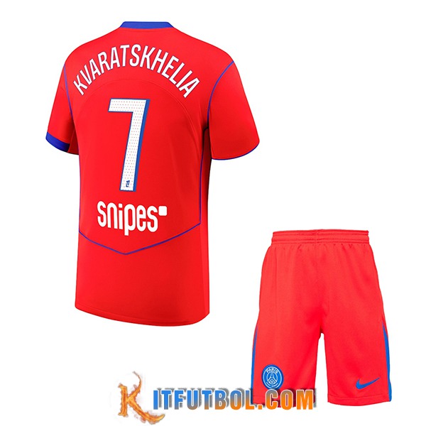Camisetas De Futbol PSG (KVARATSKHELIA #7) Ninos 2025/2026 Tercera