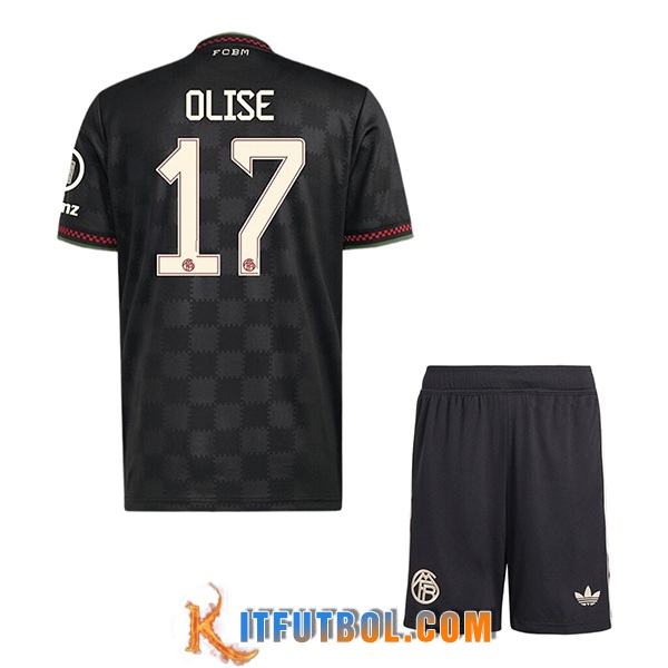 Camisetas De Futbol Bayern Munich (OLISE #17) Ninos 2025/2026 Champions League