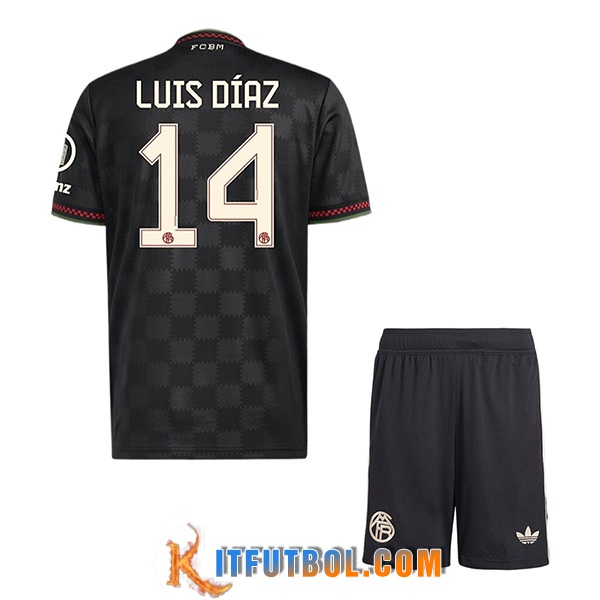 Camisetas De Futbol Bayern Munich (LUIS DÍAZ #14) Ninos 2025/2026 Champions League