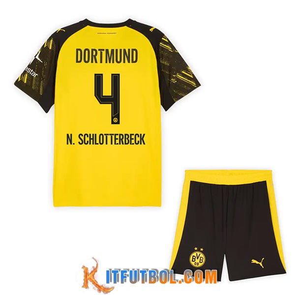 Camisetas De Futbol Dortmund (N.SCHLOTTERBECK #4) Ninos 2025/2026 Primera