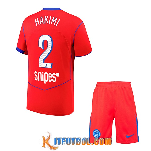 Camisetas De Futbol PSG (HAKIMI #2) Ninos 2025/2026 Tercera