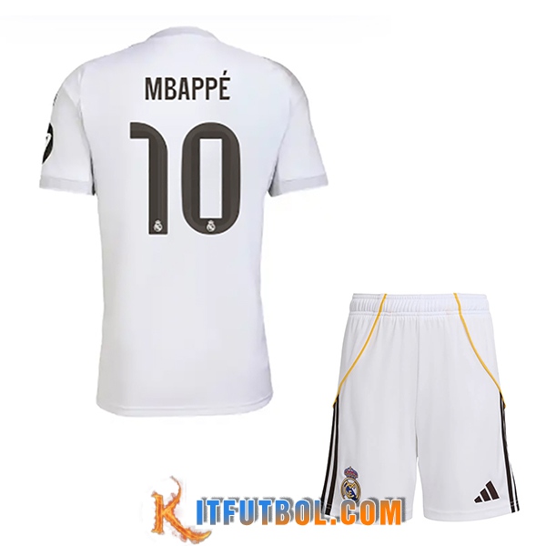 Camisetas De Futbol Real Madrid (Mbappé #10) Ninos 2025/2026 Primera