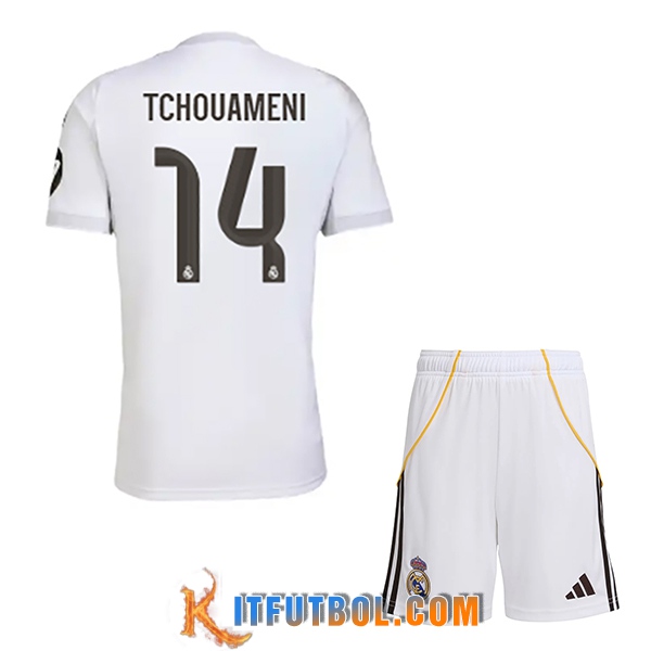 Camisetas De Futbol Real Madrid (TCHOUAMÉNI #14) Ninos 2025/2026 Primera
