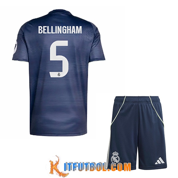 Camisetas De Futbol Real Madrid (BELLINGHAM #5) Ninos 2025/2026 Segunda