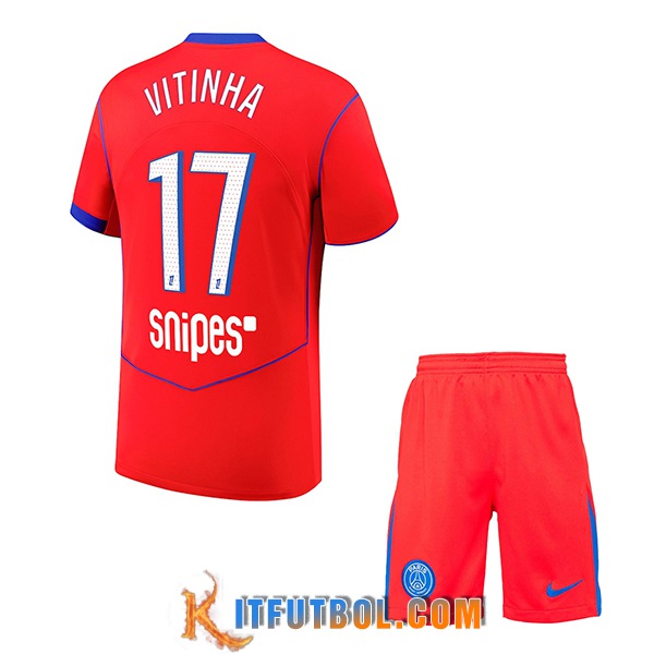 Camisetas De Futbol PSG (VITINHA #17) Ninos 2025/2026 Tercera