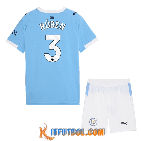 Camisetas De Futbol Manchester City (RÚBEN #3) Ninos 2025/2026 Primera