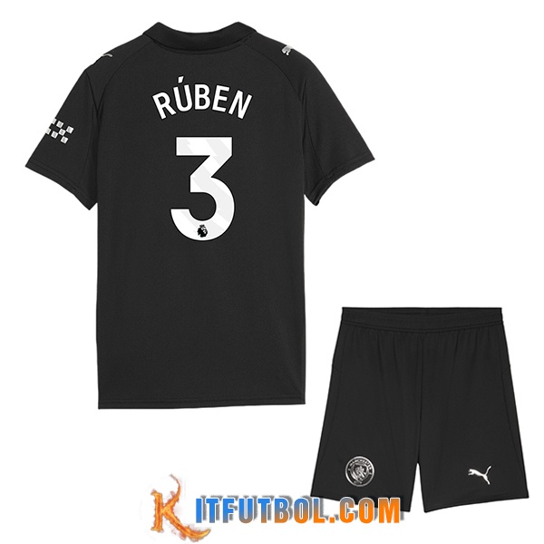 Camisetas De Futbol Manchester City (RÚBEN #3) Ninos 2025/2026 Segunda