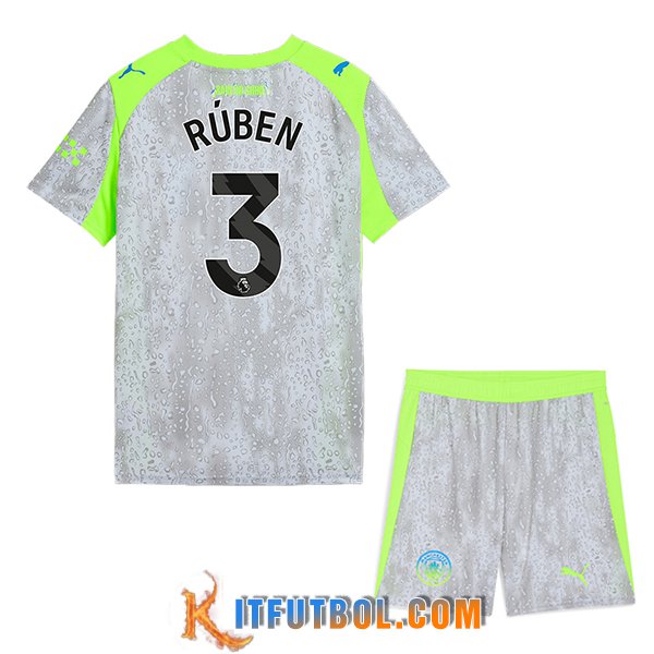 Camisetas De Futbol Manchester City (RÚBEN #3) Ninos 2025/2026 Tercera