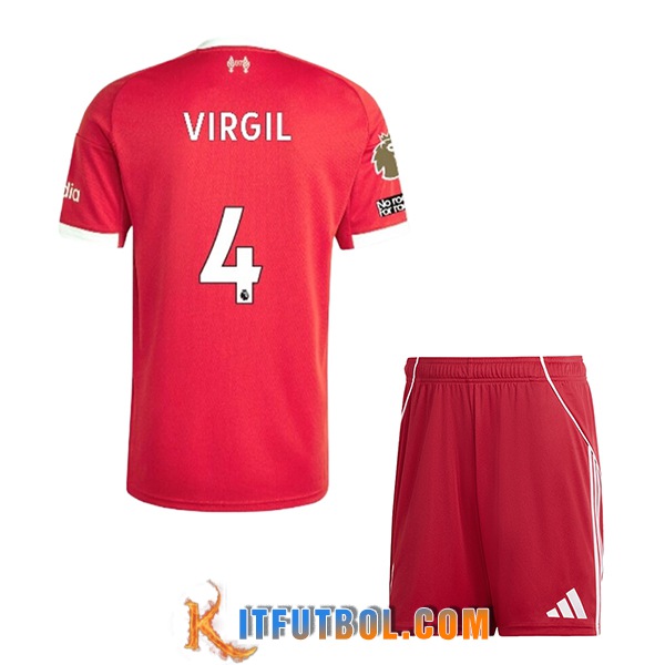 Camisetas De Futbol Liverpool (VIRGIL #4) Ninos 2025/2026 Primera