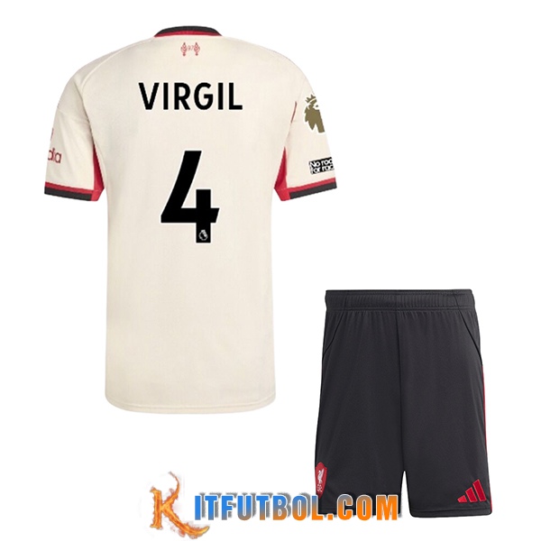 Camisetas De Futbol Liverpool (VIRGIL #4) Ninos 2025/2026 Segunda