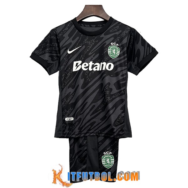 Camisetas De Futbol Sporting Ninos Portero Negro 2025/2026