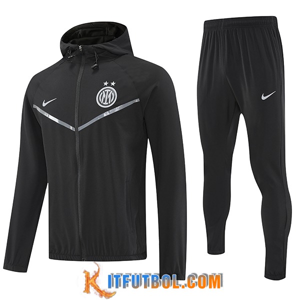 Chaqueta Con Capucha Chandal Rompevientos Inter Milan Negro 2025/2026