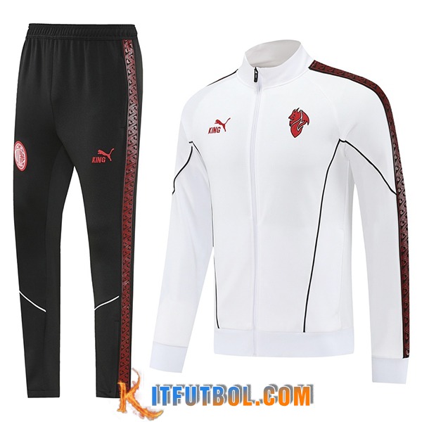 Chandal Equipos De Futbol Chaquetas AC Milan Blanco/Negro/Rojo 2025/2026