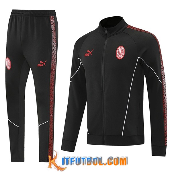 Chandal Equipos De Futbol Chaquetas AC Milan Negro/Rojo 2025/2026