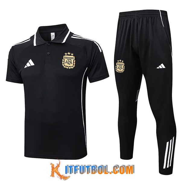 Camiseta Polo Argentina Negro/Blanco 2025/2026