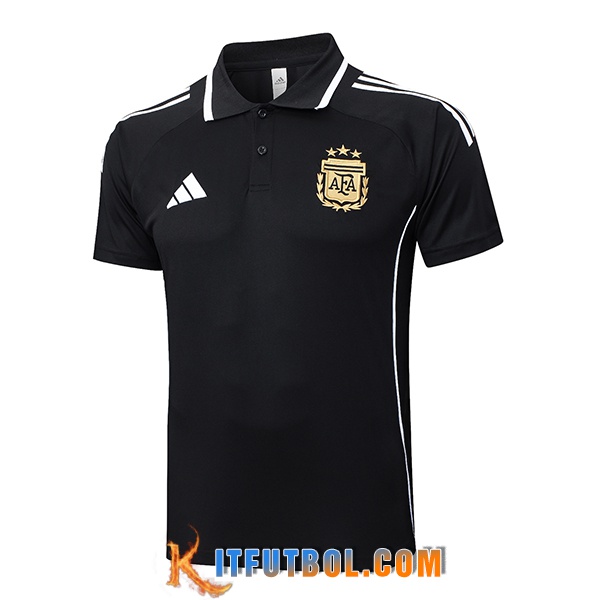 Camiseta Polo Argentina Negro/Blanco 2025/2026