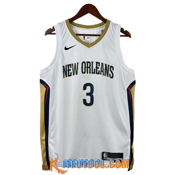 Camisetas NBA New Orleans Pelicans (POOLE #3) 2025/26 Blanco/Amarillo