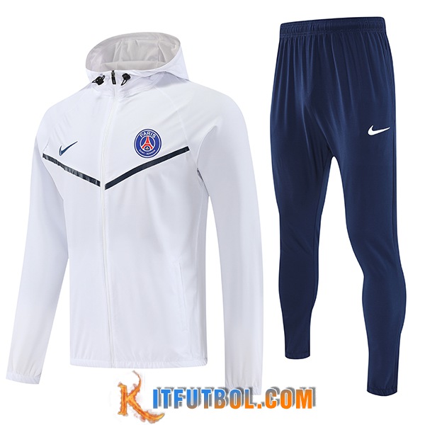 Chaqueta Con Capucha Chandal Rompevientos PSG Blanco 2025/2026